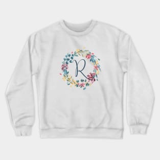 Floral Monogram R Colorful Full Blooms Crewneck Sweatshirt